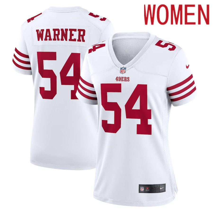 Women San Francisco 49ers #54 Fred Warner Nike White Player Game NFL Jersey->women nfl jersey->Women Jersey